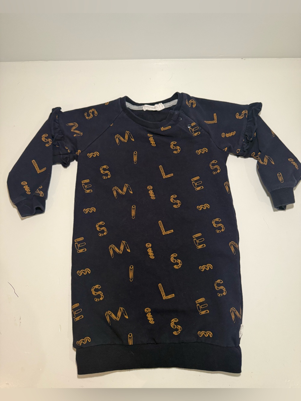 Miles the Label Navy Ruffle Shoulder Dress 24M